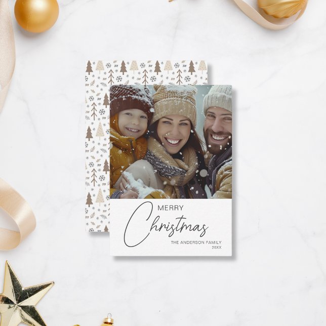Notas Cartão de Férias da Família Merry Christmas (Create your own budget personalized family photo Christmas Card by MINTIC DESIGN STUDIO)