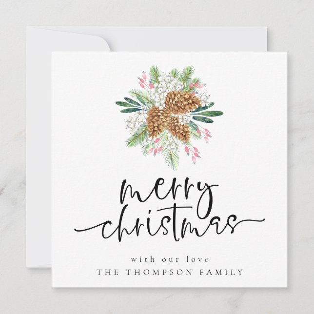 Notas Cartão de Férias de Natal Feliz Pine Cone (Frente)