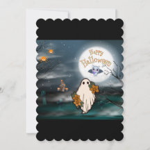 Cartão de Halloween para aranhas de Bat Ghost