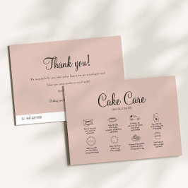 Notas Cartão de Instrução Mauve Bakery Cake Care