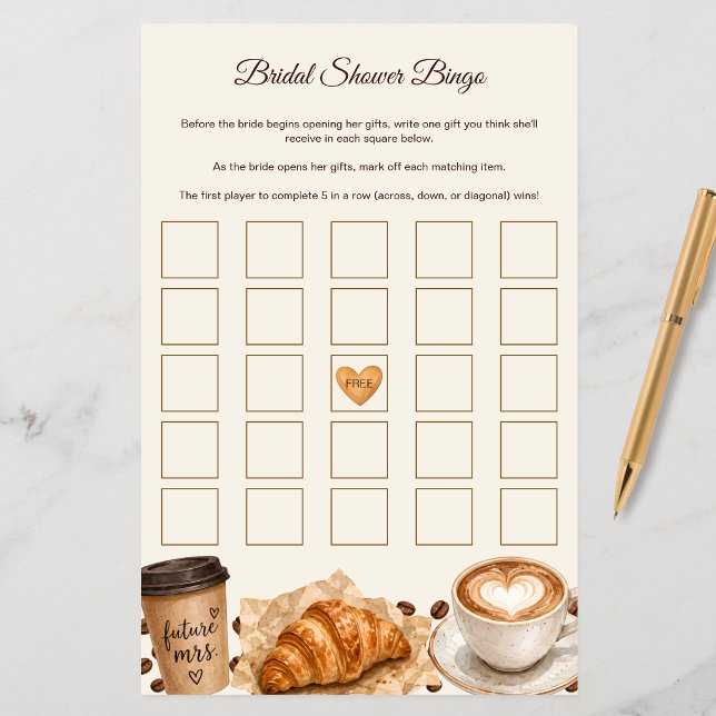 Notas Cartão de Jogo de Bingo de Presente de Chá de Noiv (Coffee Theme Bridal Shower Gift Bingo Game Card)