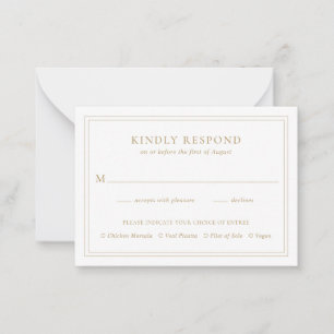 Notas Cartão de Mini RSVP de Casamento Elegante Dourado 