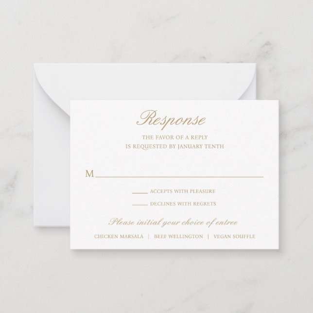 Notas Cartão de Mini RSVP de Casamento Tradicional Forma (Frente)