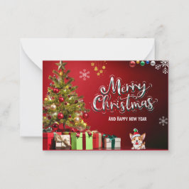 Notas Cartão de Natal Colorido Vermelho e Verde Feliz