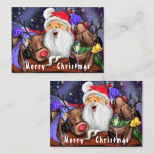 Notas Cartão de Natal com Papai Noel e Rena - Divertido