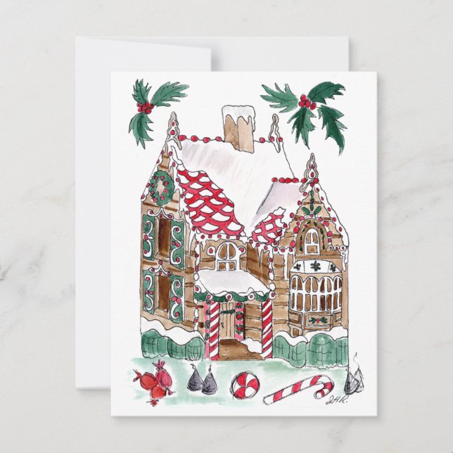 Notas Cartão de Natal de Gengibre em Branco com Envelope (Frente)