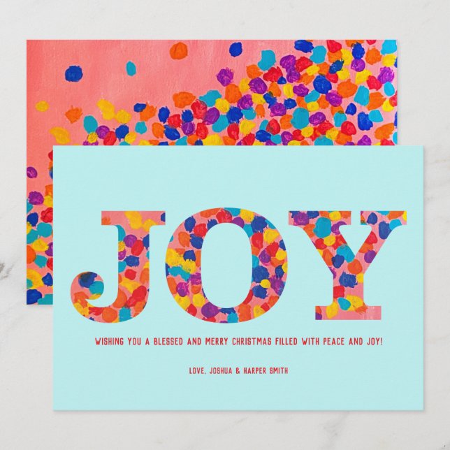 Notas Cartão de Natal de Joy - Confetti (Frente/Verso)