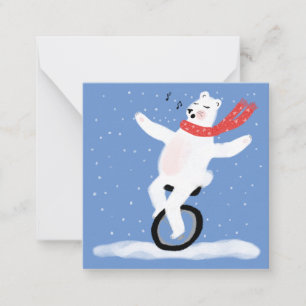 Notas Cartão de Natal do Urso Polar Cantando Personalize