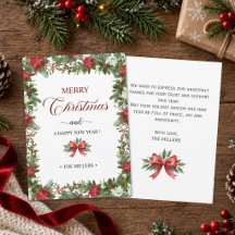 Cartão de Natal e Agradecimento Elegante Poinsetti
