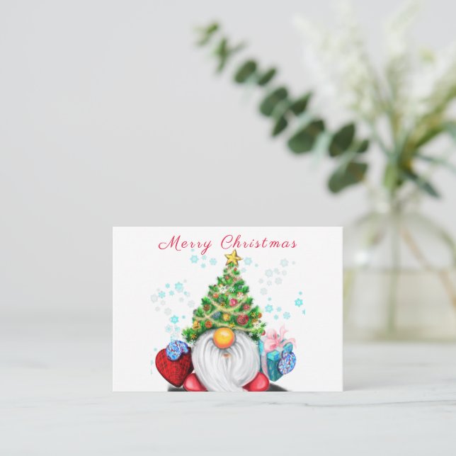 Notas Cartão de Natal Gnomo Fofo (Em pé/Frente)