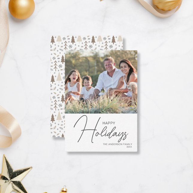 Notas Cartão de Natal Moderno para Feriados Felizes de O (Create your own budget personalized photo Christmas Card by MINTIC DESIGN STUDIO)