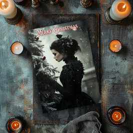 Notas Cartão de Natal Mulher Gótica com Árvore