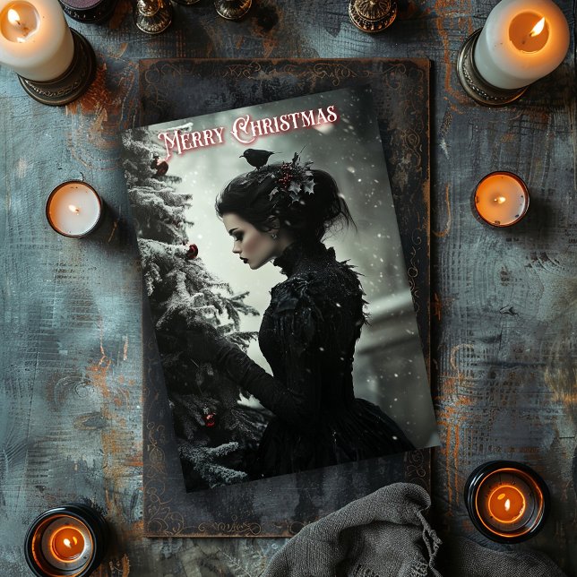 Notas Cartão de Natal Mulher Gótica com Árvore (Criador carregado)