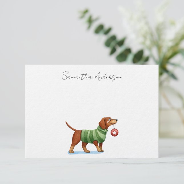 Notas Cartão de Natal Personalizado Com Cachorro Fofo (Em pé/Frente)