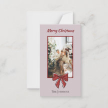 Cartão de Natal Personalizado com Laço Vermelho Fe