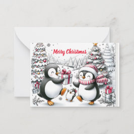 Notas Cartão de Natal Personalizado da Família Penguin S