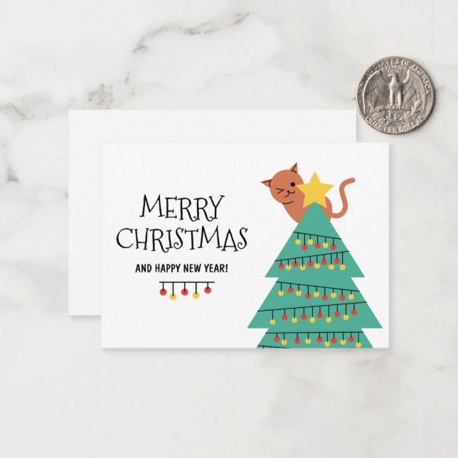 Notas Cartão de Natal Personalizado Gato Feliz Natal (Frente/Verso In Situ)