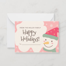 Notas Cartão de Natal Personalizado Pink Snow Man