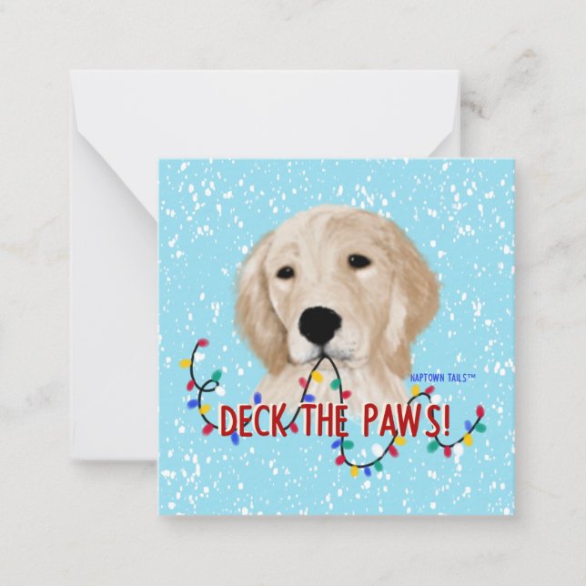 Notas Cartão de Natal Plano com Cachorro Retriever Doura (Frente)