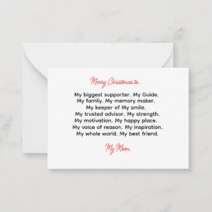 Notas Cartão de Natal Poem Mãe - Cartão De Natal Para Mã