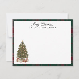 Notas Cartão de Natal Vintage Tartan Árvore de Natal