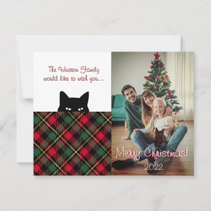 Notas Cartão de Natal Xadrez Vermelho do Gato Sorrateiro