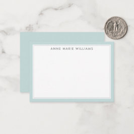 Notas Cartão de Nome Minimalista Teal com Duas Bordas