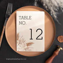 Cartão de Número da Mesa de Casamento Moderno Rust