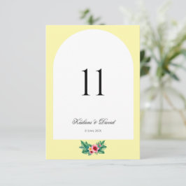 Notas Cartão de número da tabela do tema do casamento fl