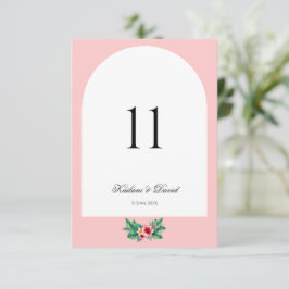 Notas Cartão de número da tabela do tema do casamento fl