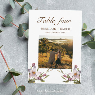 Notas Cartão de Número de Tabela de Flor Rosa de Casamen