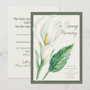 Notas Cartão de Oferta de Missa Calla Lily Em Memória Af