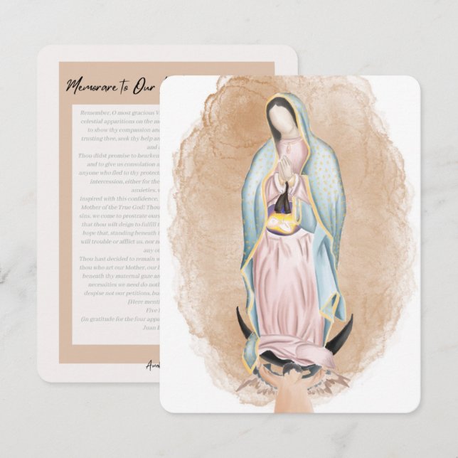 Notas Cartão de Oração da Nossa Senhora de Guadalupe - p (Frente/Verso)