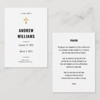 Notas Cartão de oração funerário preto e branco simples