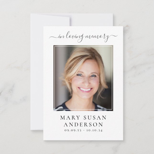 Notas Cartão de Oração Memorial de Fotografia Funeral da (Frente)