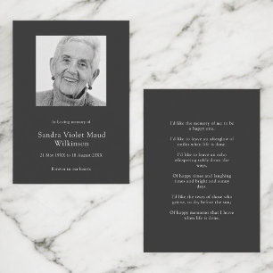 Notas Cartão de oração memorial minimalista de foto mode