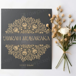 Notas Cartão de Parabéns Elegante Umrah Mubarak – Islâmi