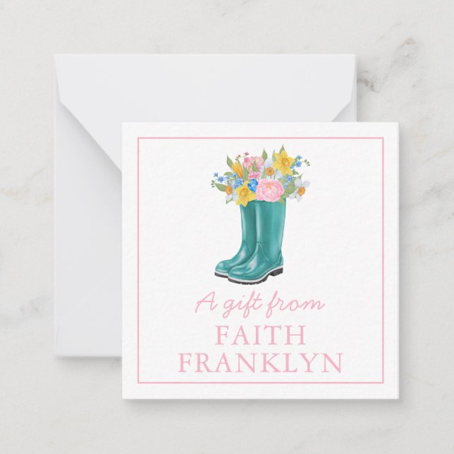 Notas Cartão de Presente Personalizado de Botas Florais  (Frente)