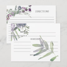 Cartão de Receita de Casamento com Aquarela de Lav
