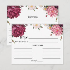 Notas Cartão de Receita de Casamento Elegante em Burgund