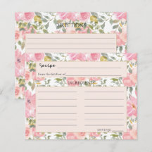 Cartão de Receita de Casamento em Aquarela Rosa Be