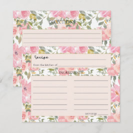 Notas Cartão de Receita de Casamento em Aquarela Rosa Be