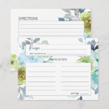 Cartão de Receita de Casamento Floral Azul Claro A