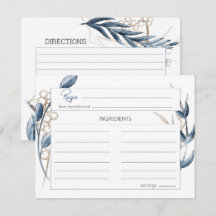 Cartão de Receita de Casamento Floral Moderno Blue
