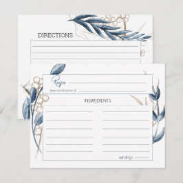 Notas Cartão de Receita de Casamento Floral Moderno Blue