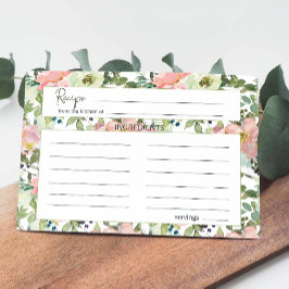 Notas Cartão de Receita de Casamento Floral Ovos e Bege