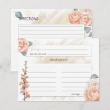 Cartão de Receita de Casamento Floral Rosa Boho Mo
