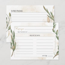 Cartão de Receita de Casamento Floral Verde Sage D