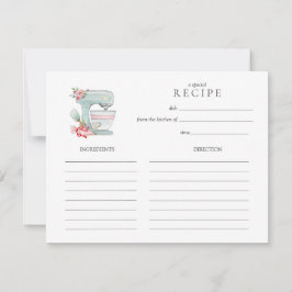 Notas Cartão de receita de misturador de bolo aquarela