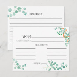 Notas Cartão de Receita de Noiva Elegante em Verde Eucal
